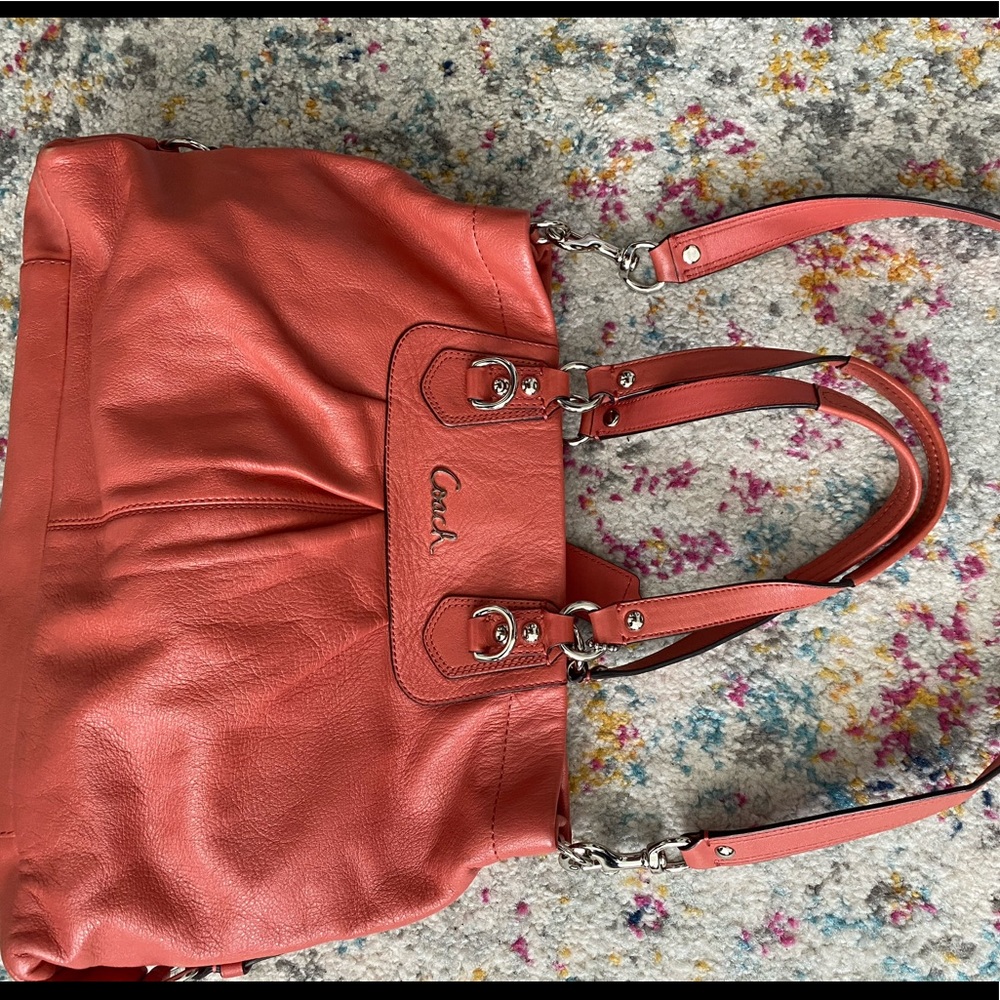 Coach Purse, Coral Color, Medium Size bag - lightly used - Picture 2 of 11